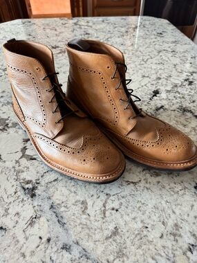 Samuel Windsor Men's Tan Leather Lace-Up Ankle Boots Sz 10.5